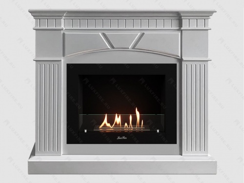 Каминный портал МДФ "Шервуд 1100" с биокамином Lux Fire "Фаер Бокс 2-25.5" (белый)