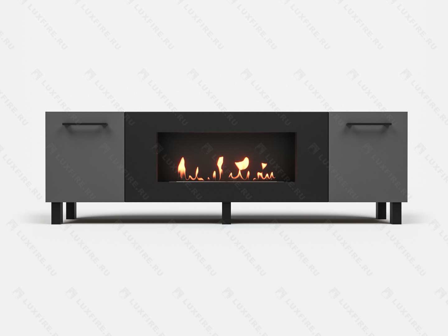 Тумба универсальная Lux Fire "Байкал Р" с ножками 1600, дуб вотан/графит матовый с биокамином 900 по цене 72 954 руб.