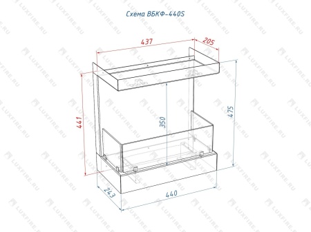 Встроенный биокамин Lux Fire Фронтальный 440 S по цене 35 090 руб.