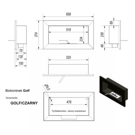Биокамин настенный Kratki GOLF VERTICAL по цене 